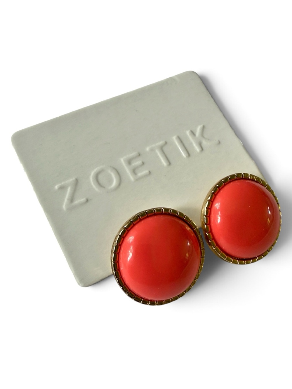 Zoetik Gold-Tone Coral Dome Stud Earrings NWT - Picture 4 of 10